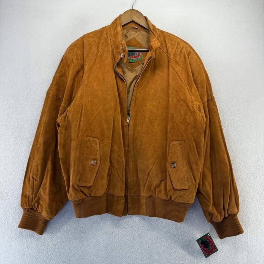 Vintage Boston Traders Jacket Mens XL Brown leather Suede Bomber Deadstock NEW